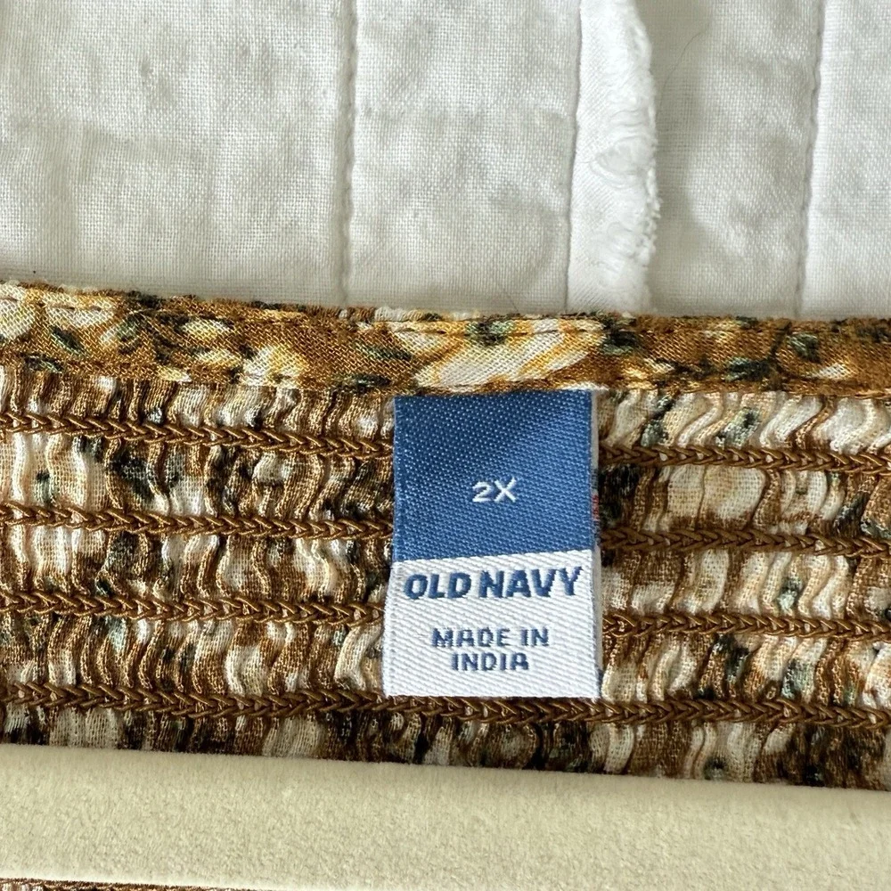 Old‎ Navy Womens Blouse Plus Size 2X Yellow Peasant Cottagecore Boho